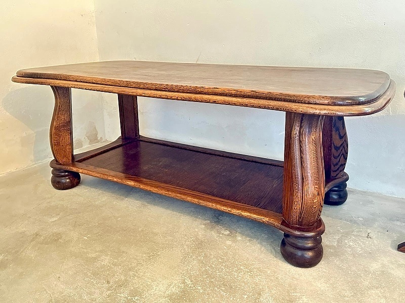 907 Konferenční stůl stolek rustikální frézovaný masiv - 2