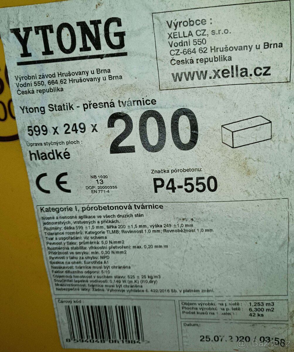 tvárnice porobeton Ytong Statik tl. 200 mm - 2