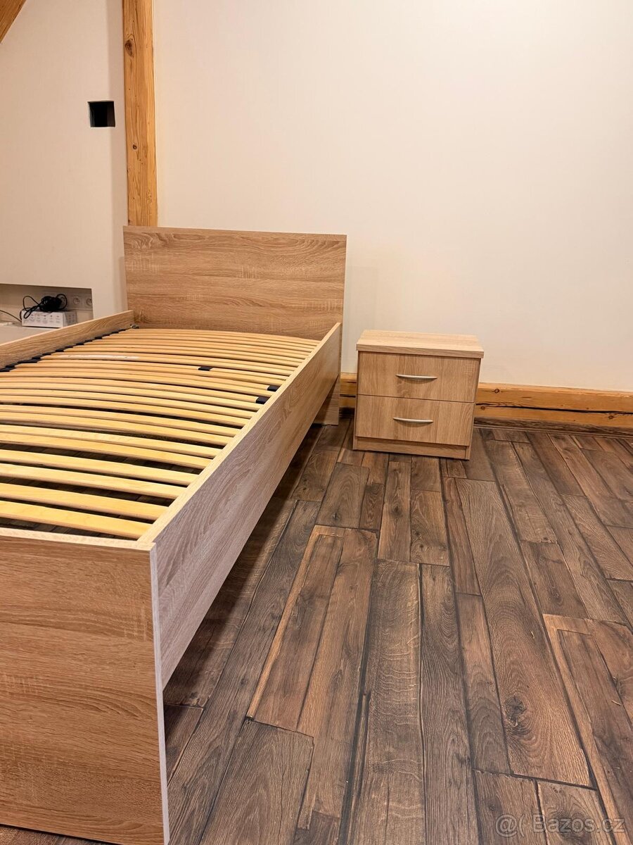 Postel s roštem + noční stolek - 2