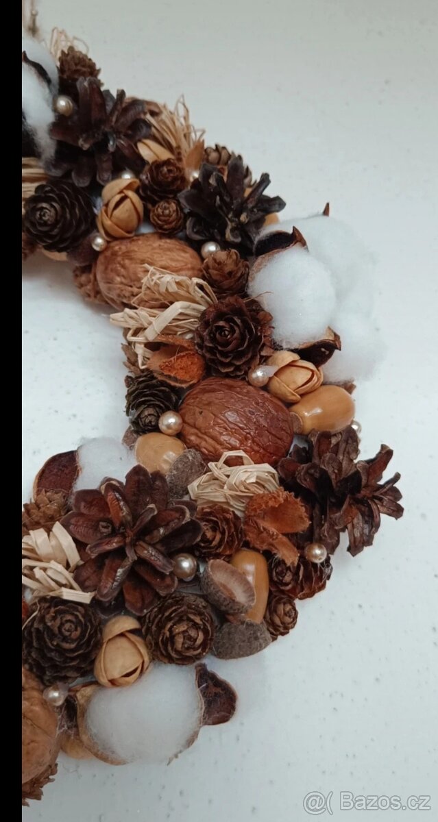 Přírodní věnec, šišky, žaludy, pistácie, ořechy - 2