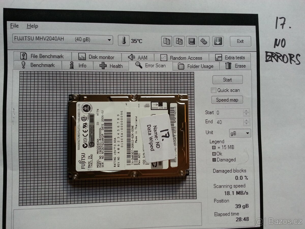 2.5" HDD PATA IDE 40GB - testovane - 2