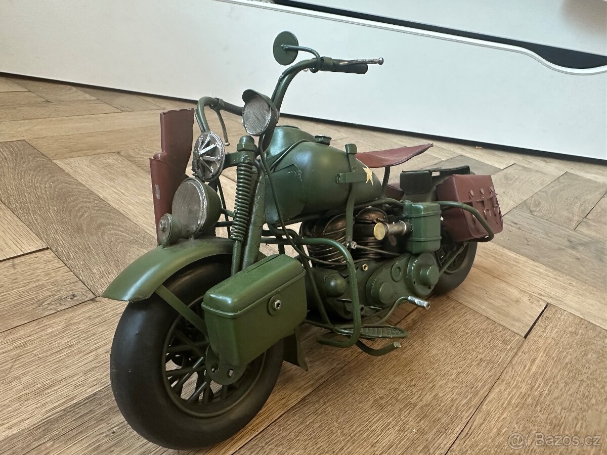 Plechový model - Vojenská motorka - 2