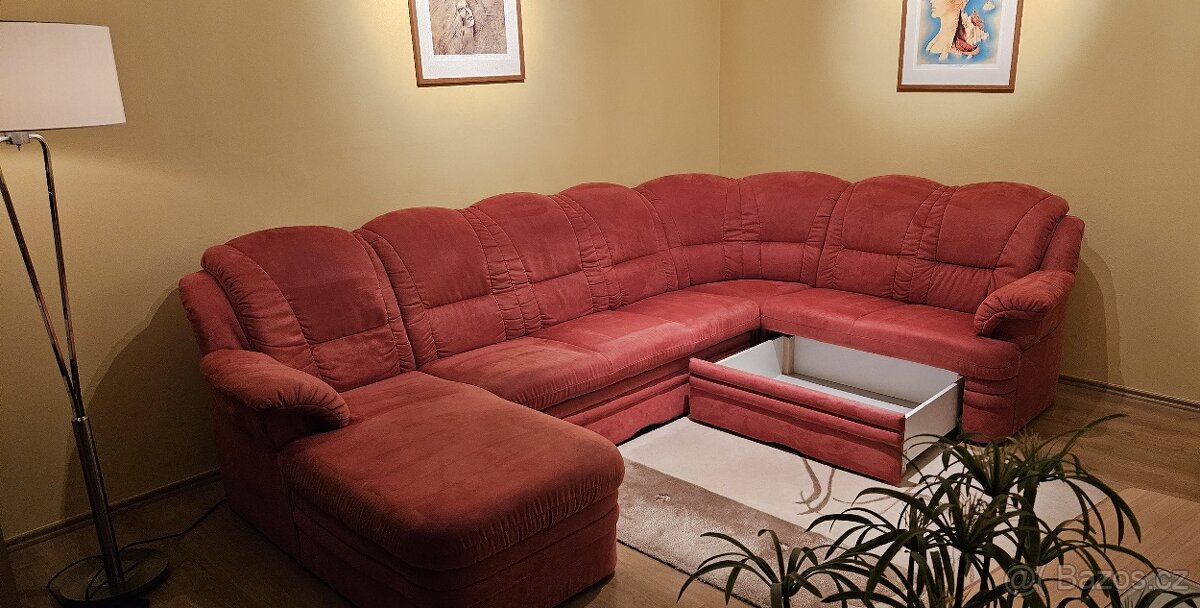 Rohová sedací souprava rozkládací s úložným prostorem - 2