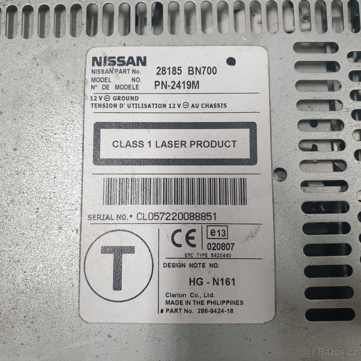 Radio CD-ROM Nissan Almera 28185 BN700 PN-1419M - 2