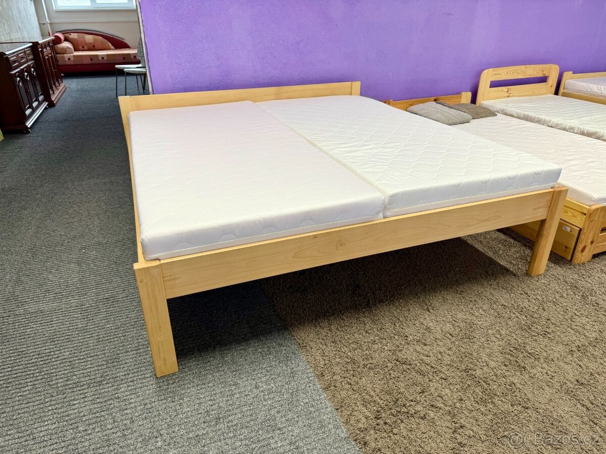 Manželská postel - zvýšená - masiv buk 180x200 - 2