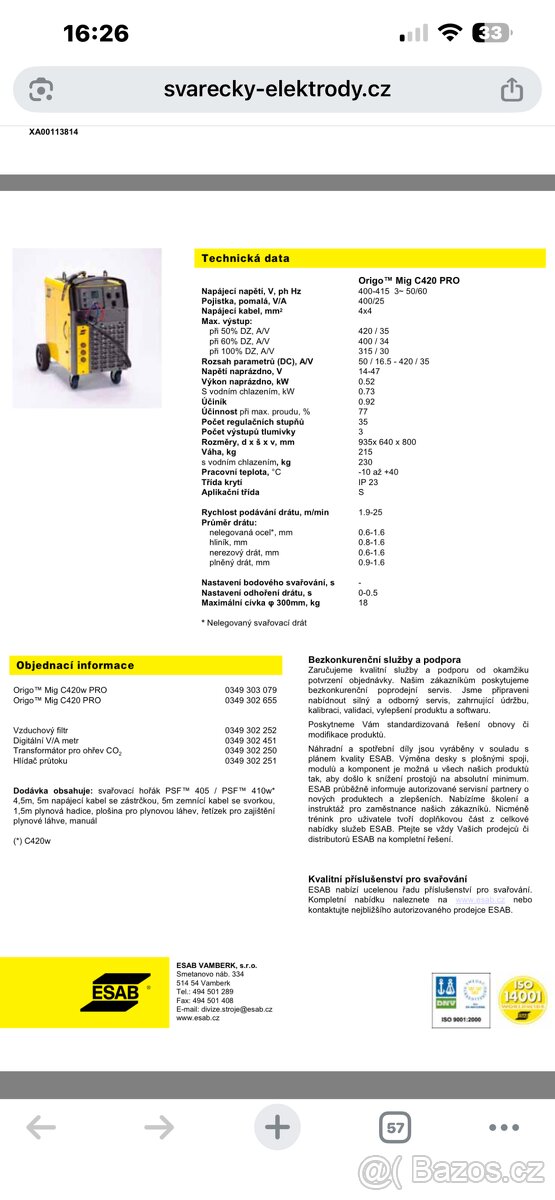 Esab c 420 w mig mag - 2