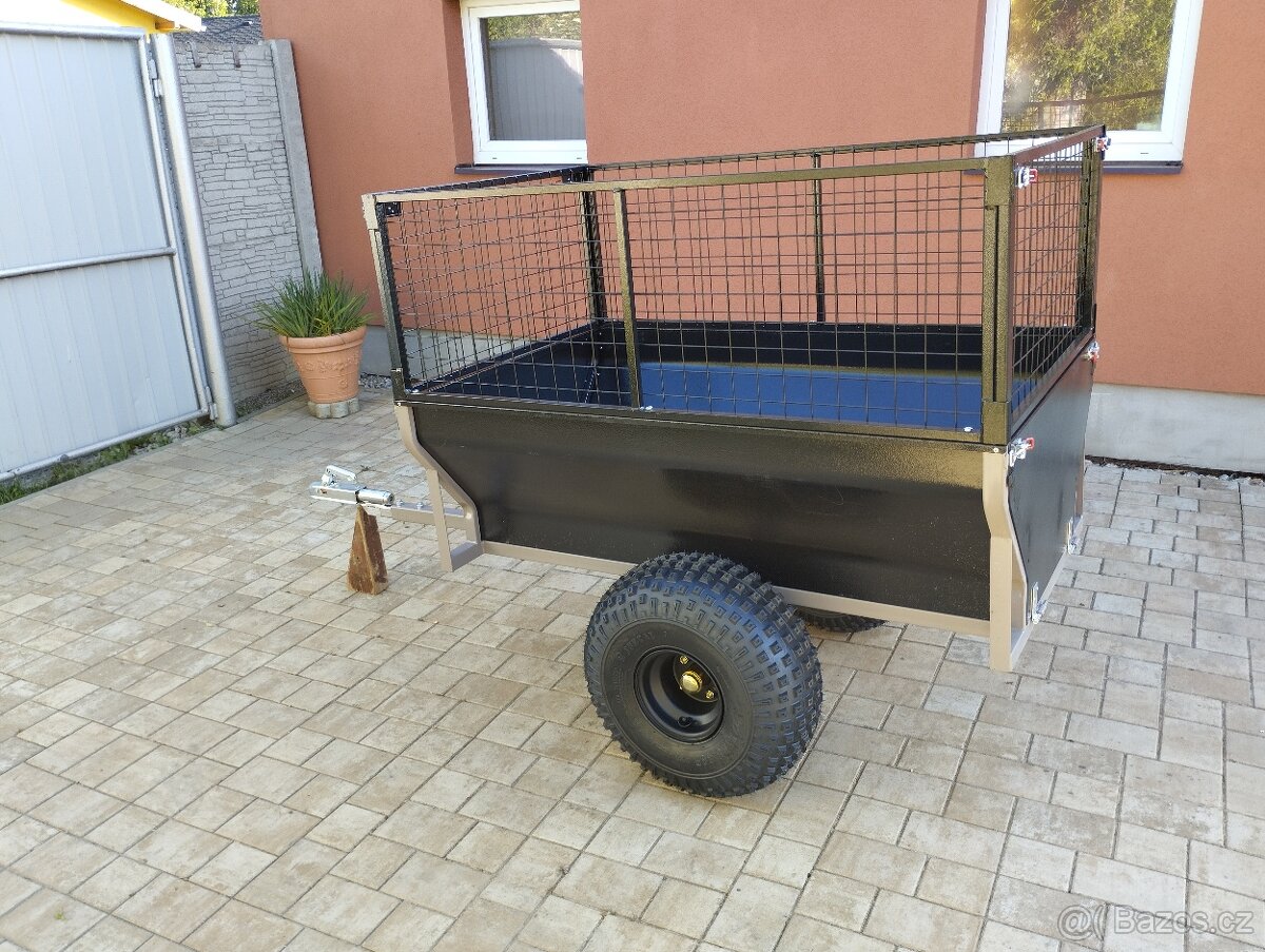 SHARK WOOD 550, vozík za čtyřkolku, černý + zvýšené bočnice
