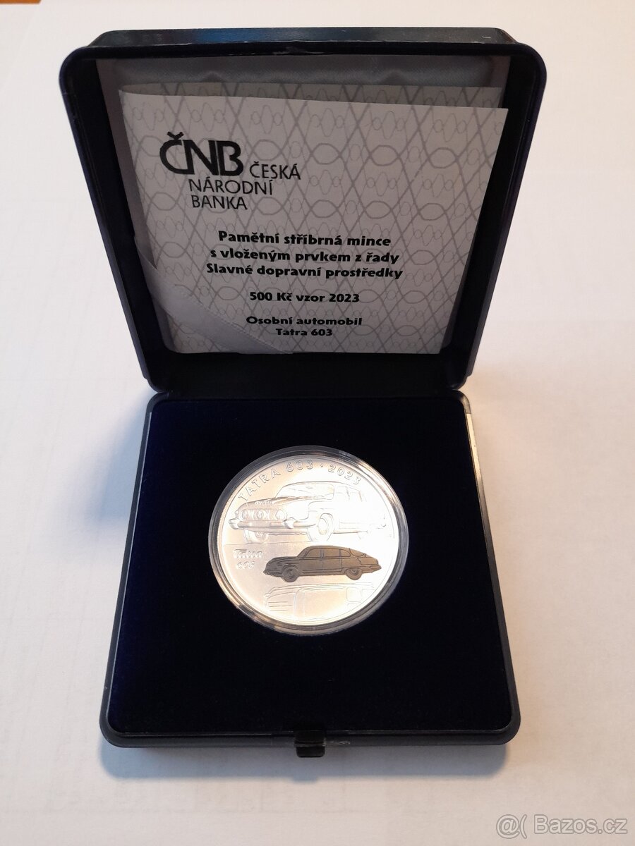Stříbrná mince 500 Kč 2023 osobní automobil TATRA 603 - 2