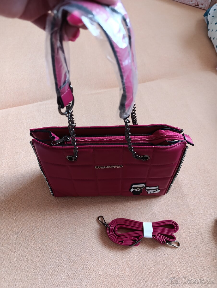 Krásná růžová kabelka Karl Lagerfeld přes rameno zcela nová - 2