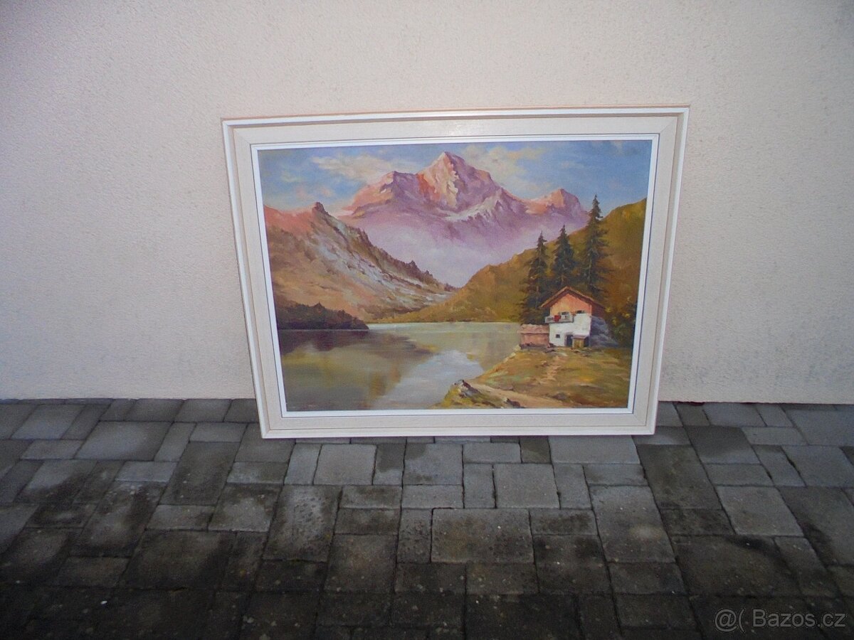 obraz hory, bílý rám - 2