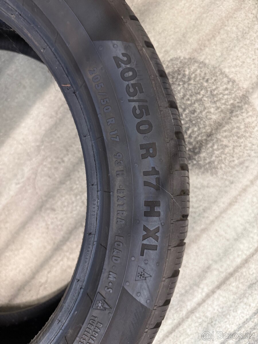 2x zimní pneu 7,8mm Continental 205/50R17 - 2