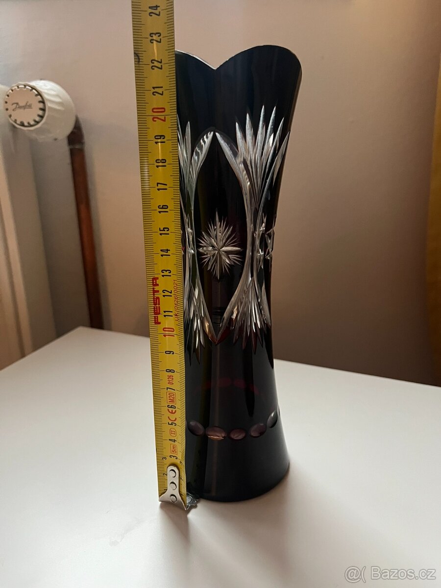 Starožitná krásná váza - rubínové sklo. - 2