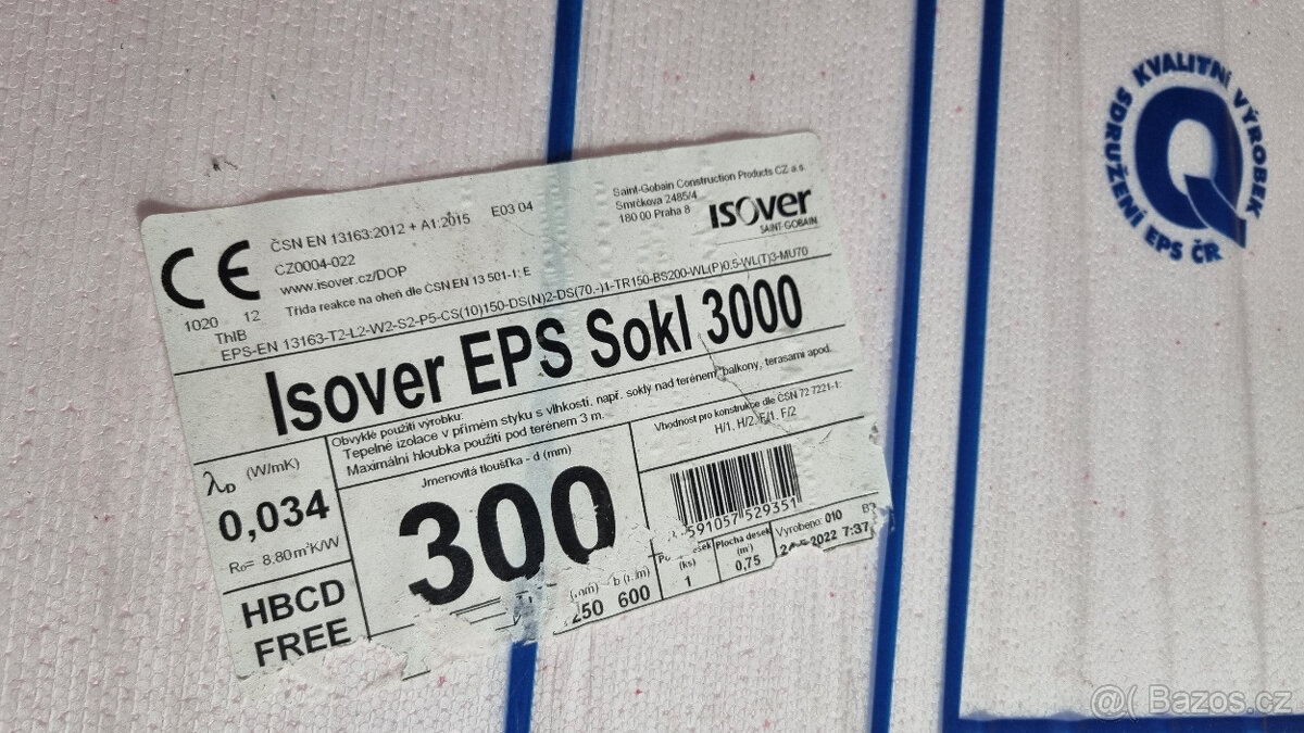 Prodám 9ks soklového polystyrenu 600x1250 mm tl. 300 mm - 2