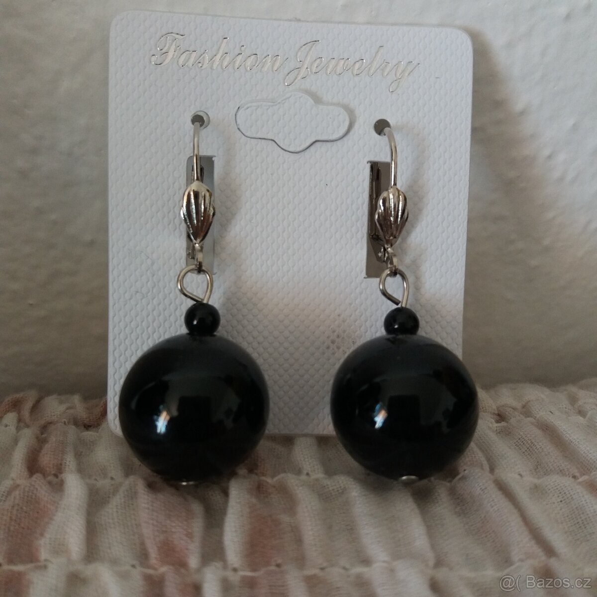Kuličkové náušnice z černého achátu - 2