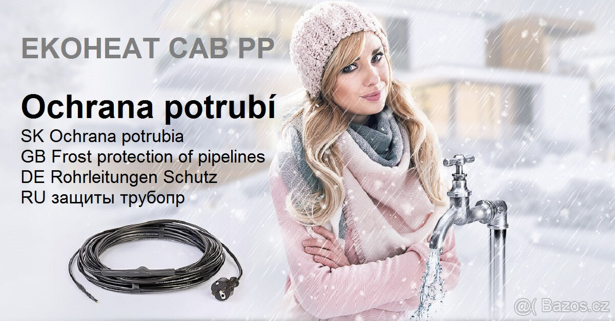 Topný kabel na ochranu potrubí EKOHEAT CAB PP 2m/20W - 2