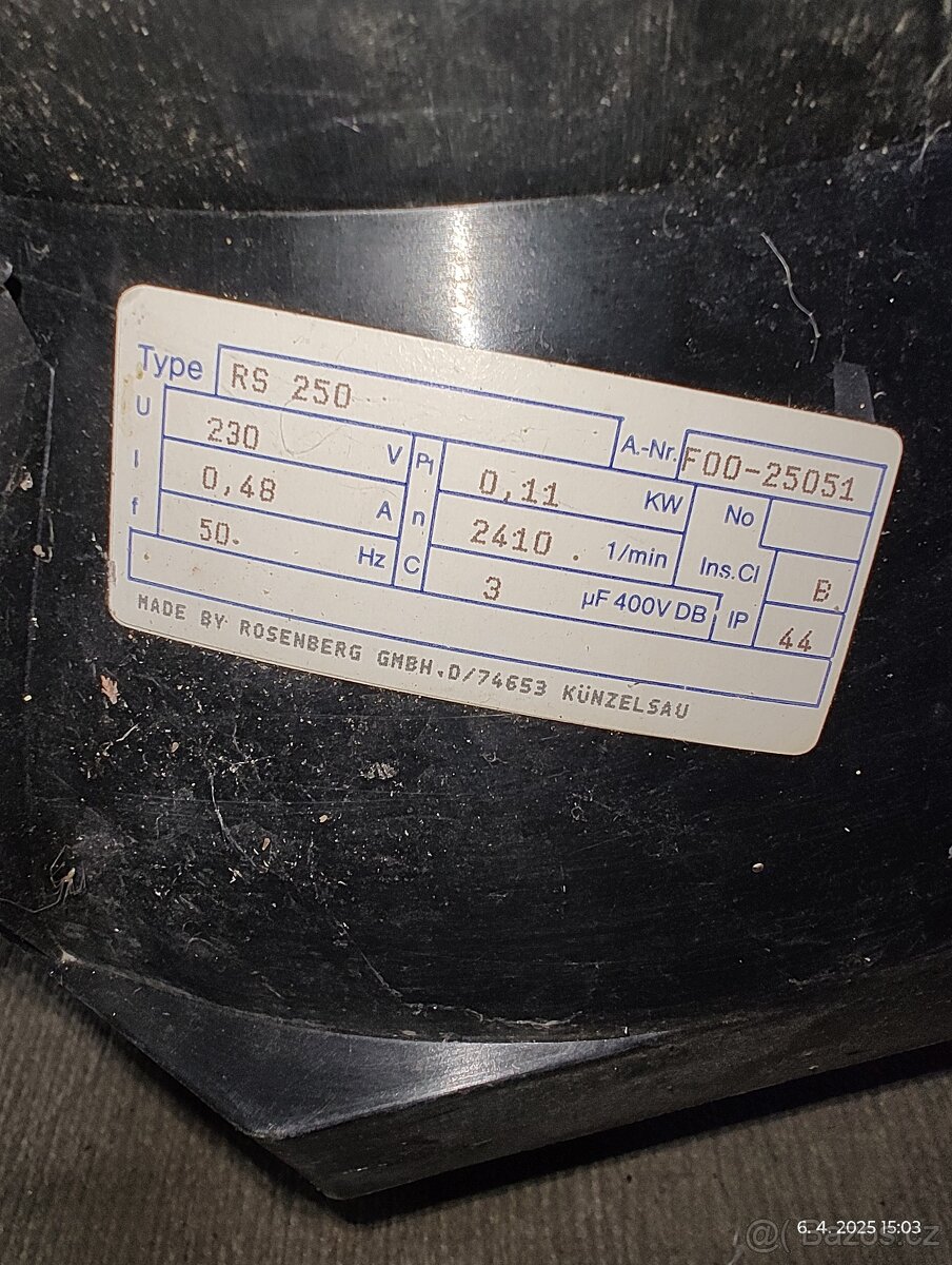 Potrubní ventilátor 250mm Rosenberg RS 250 - 2