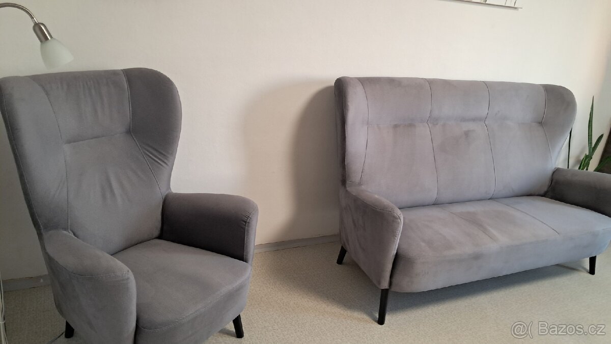 Troj sedak a křeslo šede barvi - 2