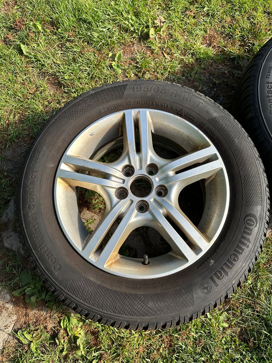 4x Alu kola 5x100 r15, ET 48, 6JJx15 + pneu 195/65 R-15 - 2