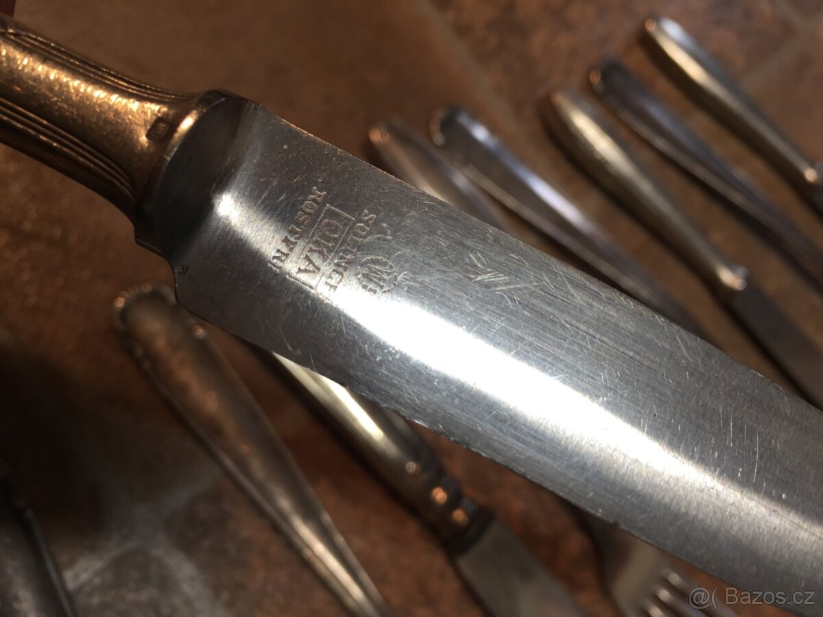 Příbory vidličky a nože postříbřené... puncované 12 x 12 - 2