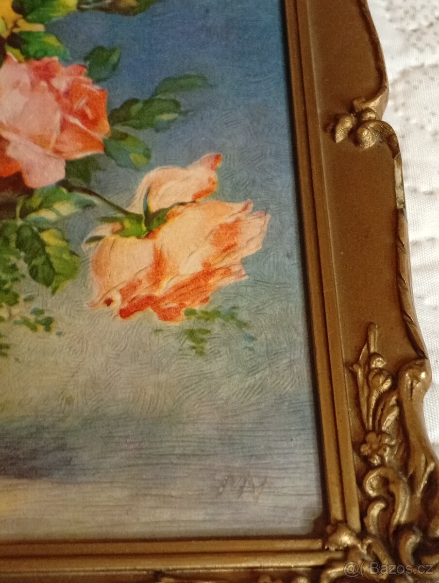 💣💣 Starý, obraz, podpis, rám, art - 2