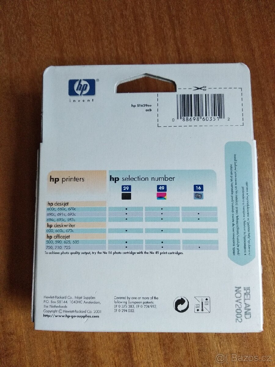 Inkoustová kazeta HP 29 originální nepoužitá dříve vyrobená - 2