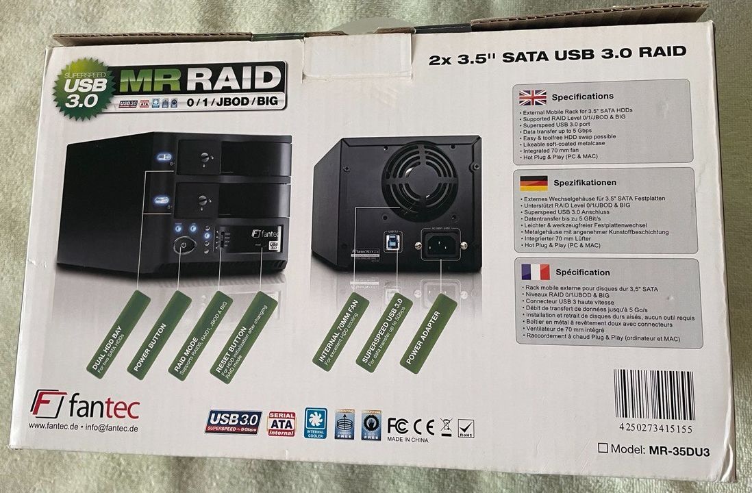 HDD externí box pro 2x 3,5´ SATA přes USB 3,0 - 2
