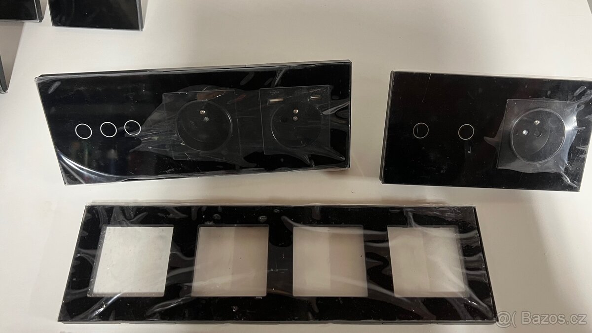 Dotykové vypínače a zásuvky – černé sklo (nové, nepoužité) - 2