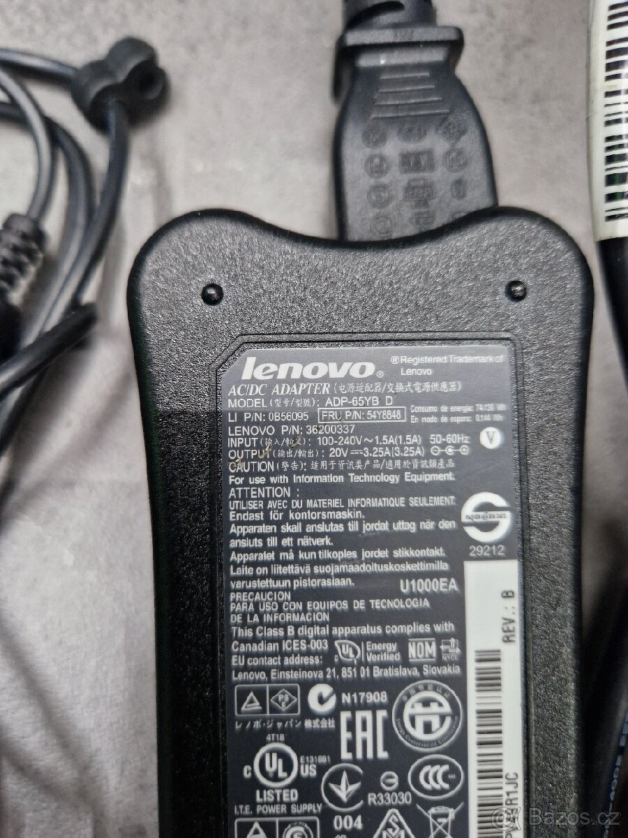 Nabíječka na notebook Lenovo 20V, 3,25A - 2