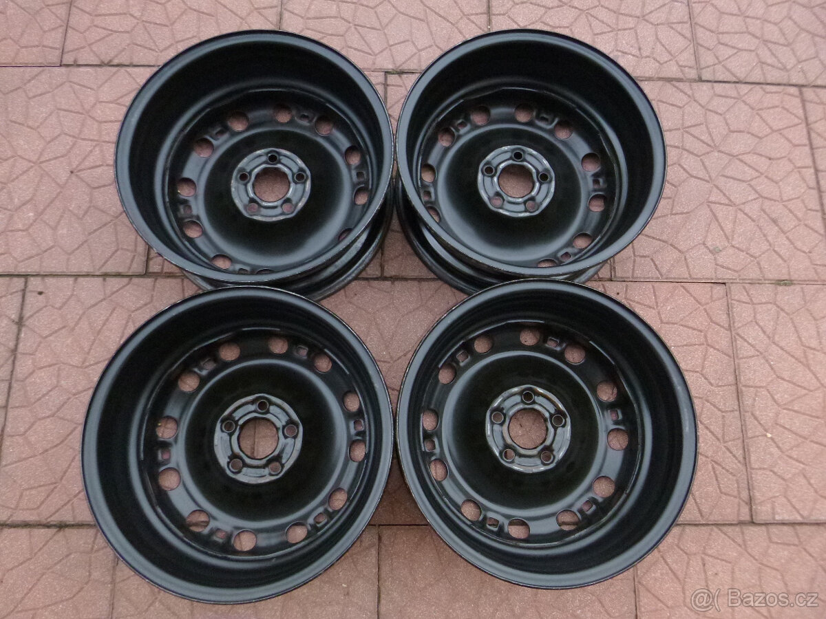 Plechové disky kola originál Škoda VW 5x100 6Jx15 ET38 - 2