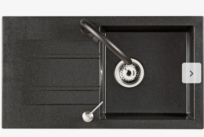 Černý granitový dřez AXIS Zonda s baterií - NOVÝ - 2