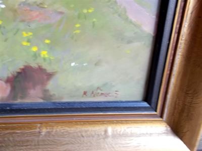 Obraz, Břízy, olejomalba, malíř K. Němec - 2