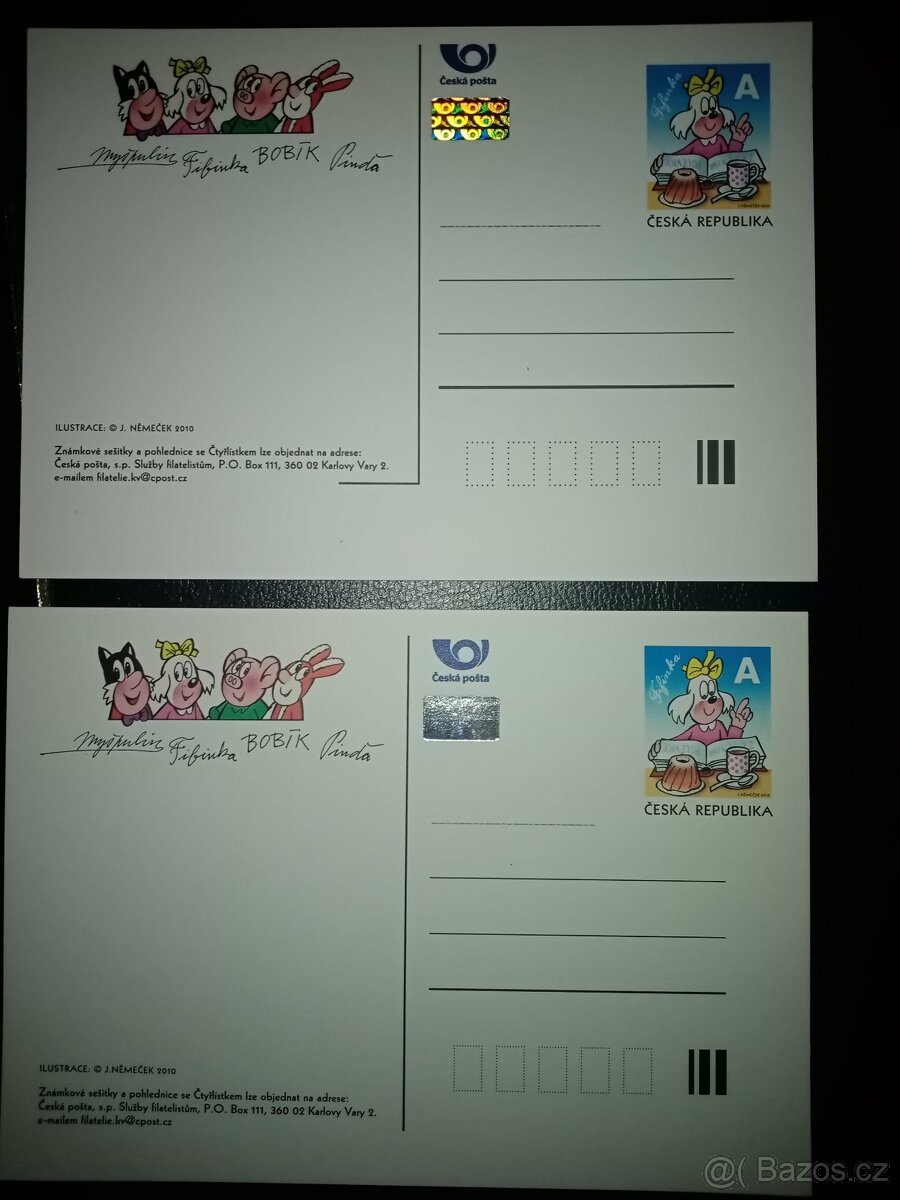 4 ks POHLEDNICE ČTYŘLÍSTEK - 2