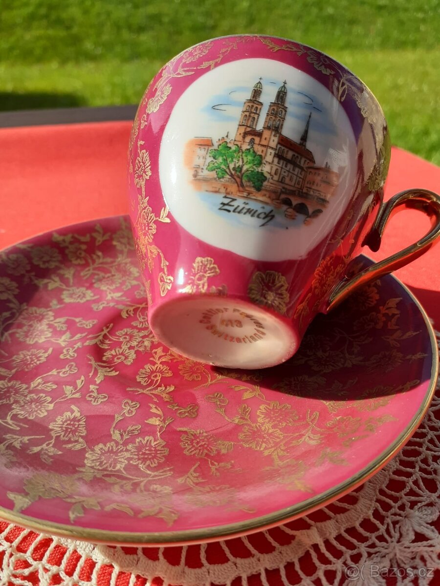 Šálek s podšálkem, s motivem Curychu (Zürich) - 2