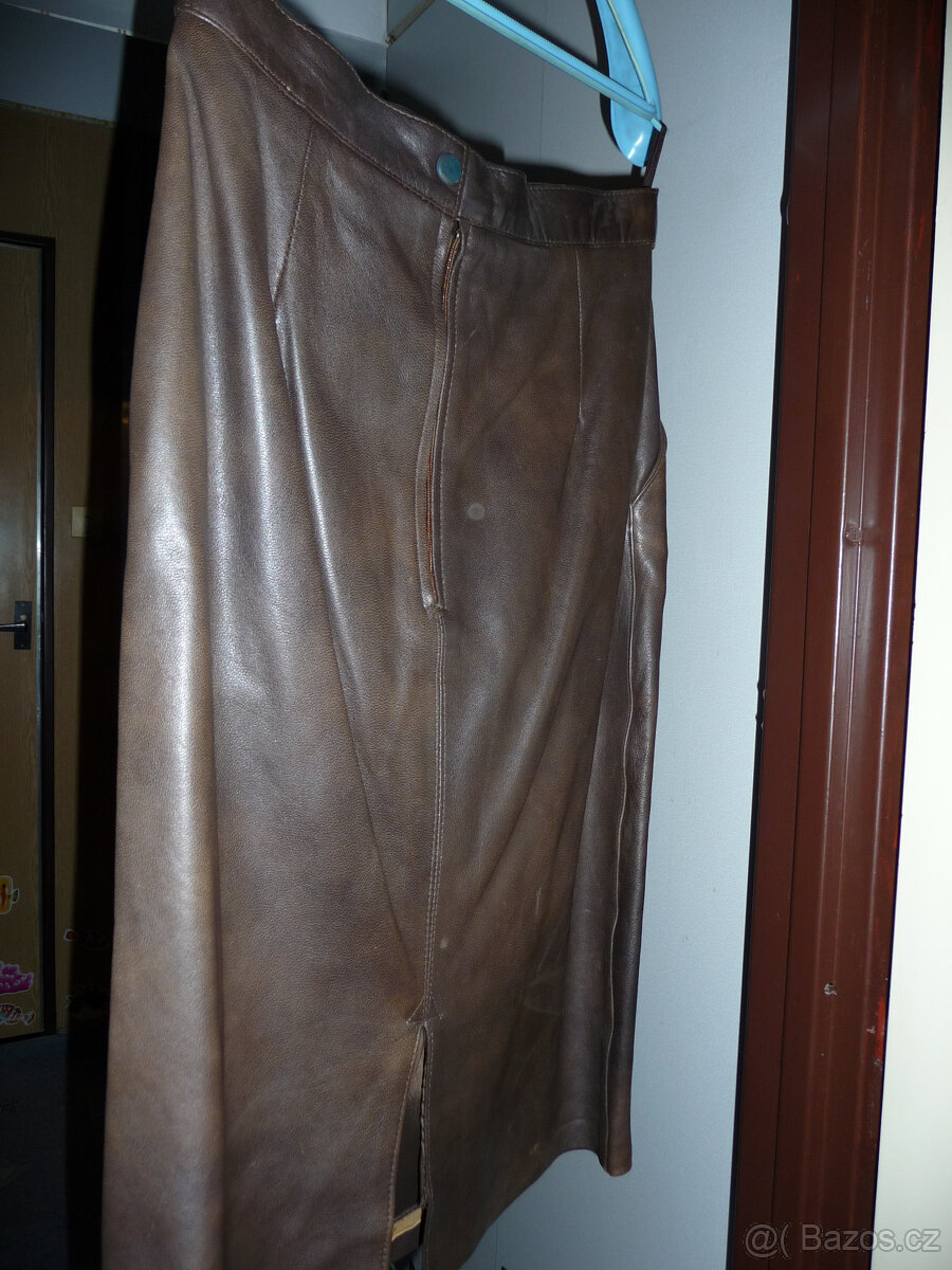 Sukně kožená dámská hnědá vel.40 - 2