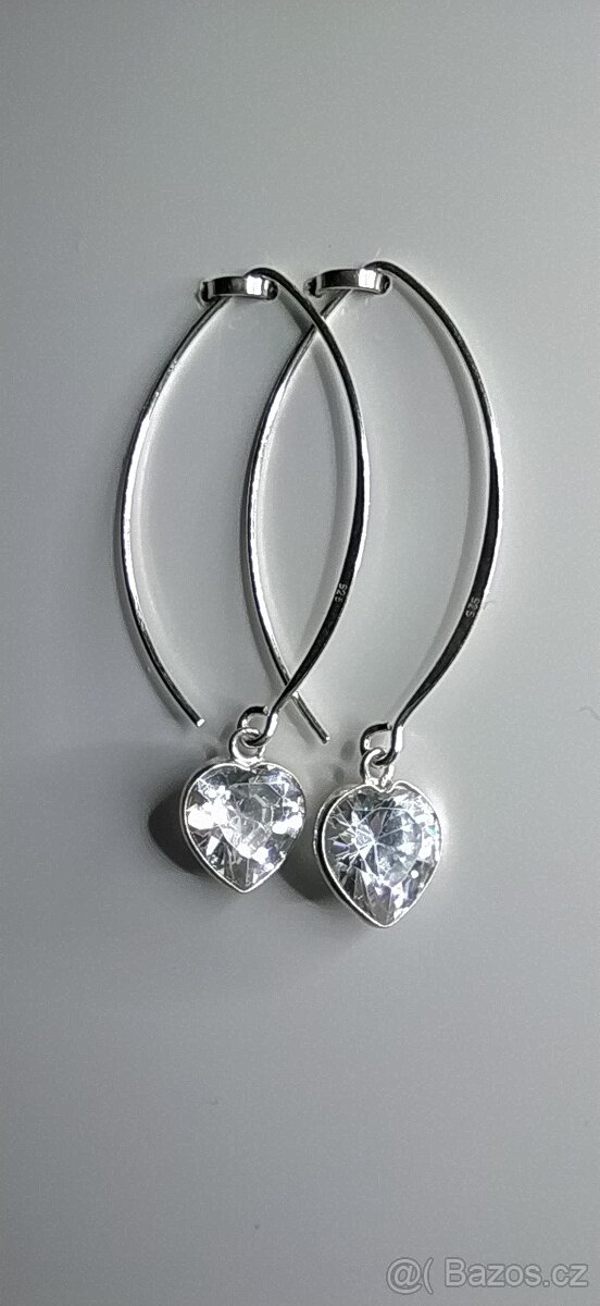 Stříbrné náušnice (925/1000) srdíčko - 2