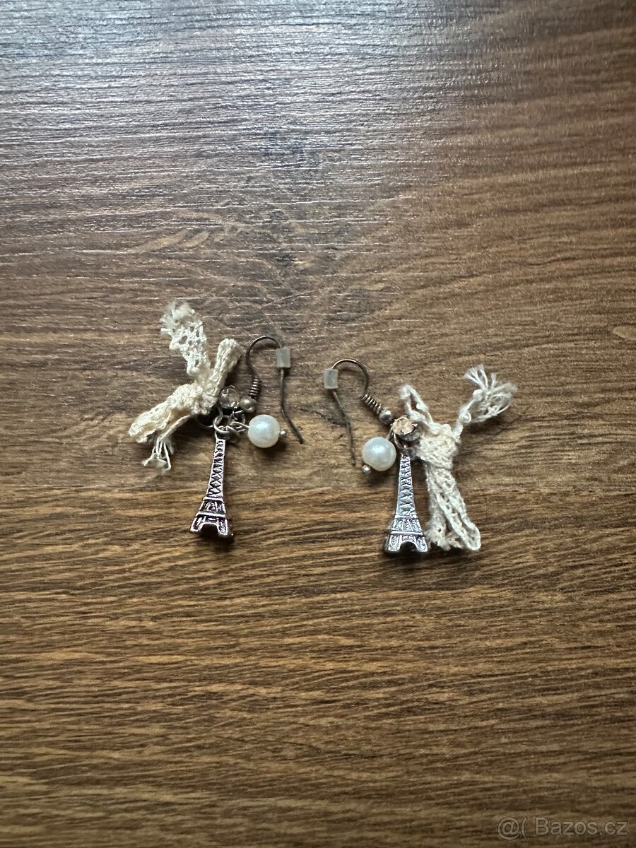 Náušnice - Eiffelova věž s mašličkou - 2