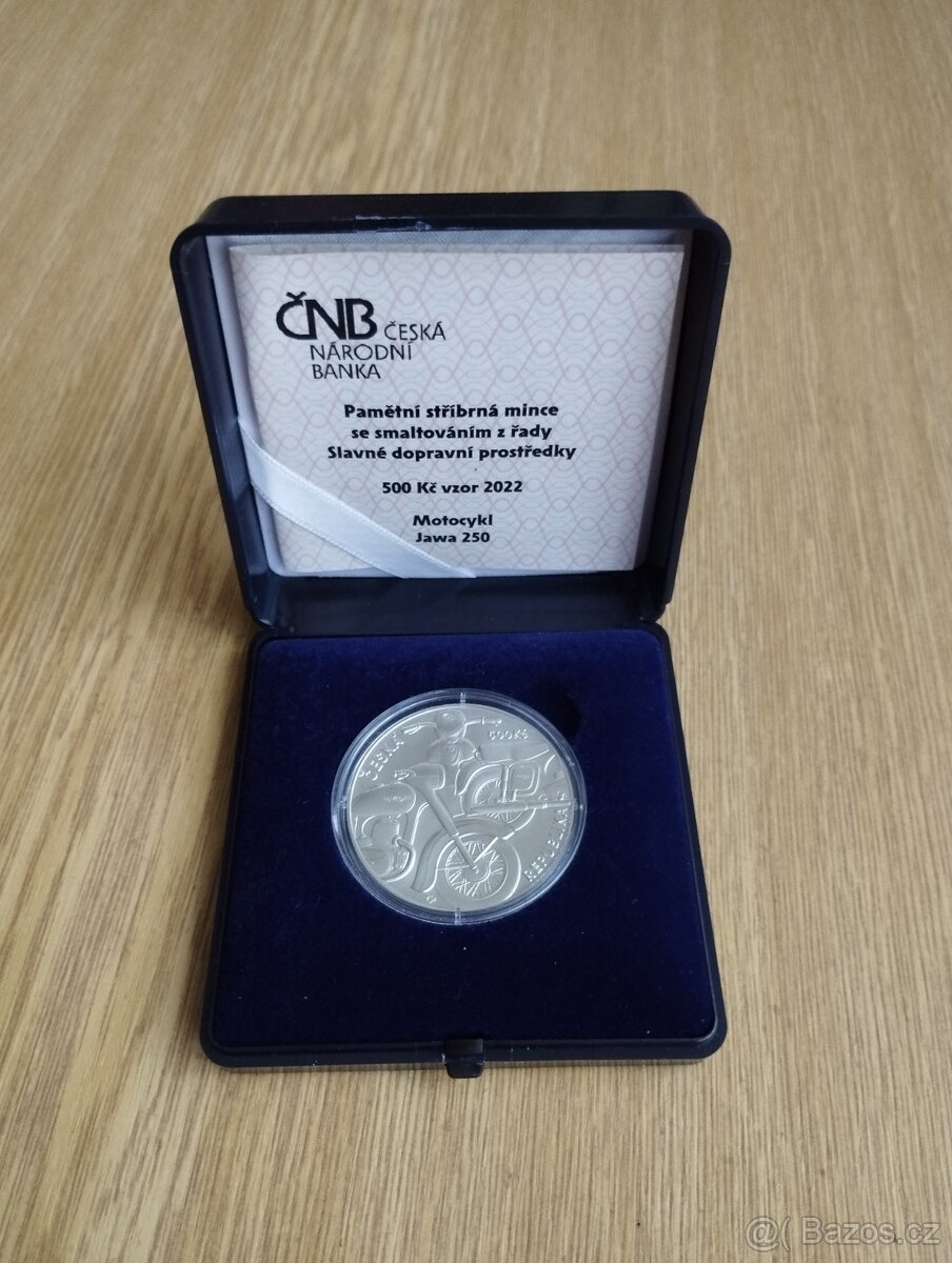 Prodám stříbrnou minci ČNB - Motocykl Jawa 250 Proof - 2