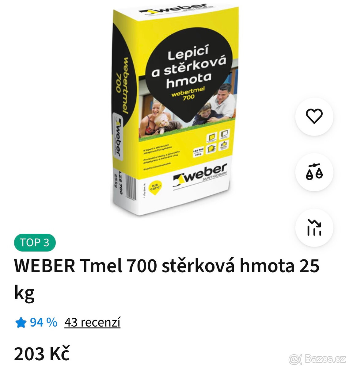 Hmota lepicí a stěrková webertmel 700 25 kg - 2