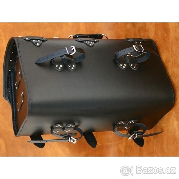 Kožený kufr - válec na chopper se zámkem/bez zámku - 2