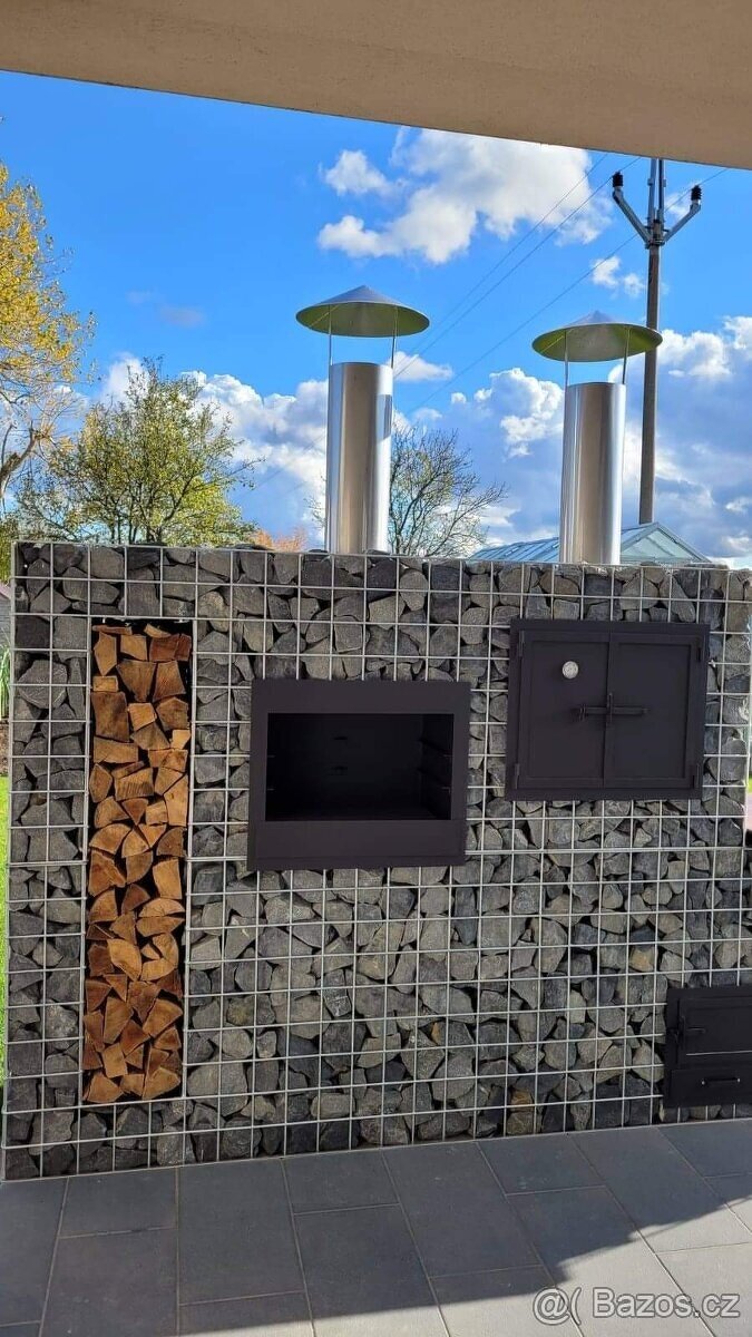 Gabionový gril,krb udírna - 2