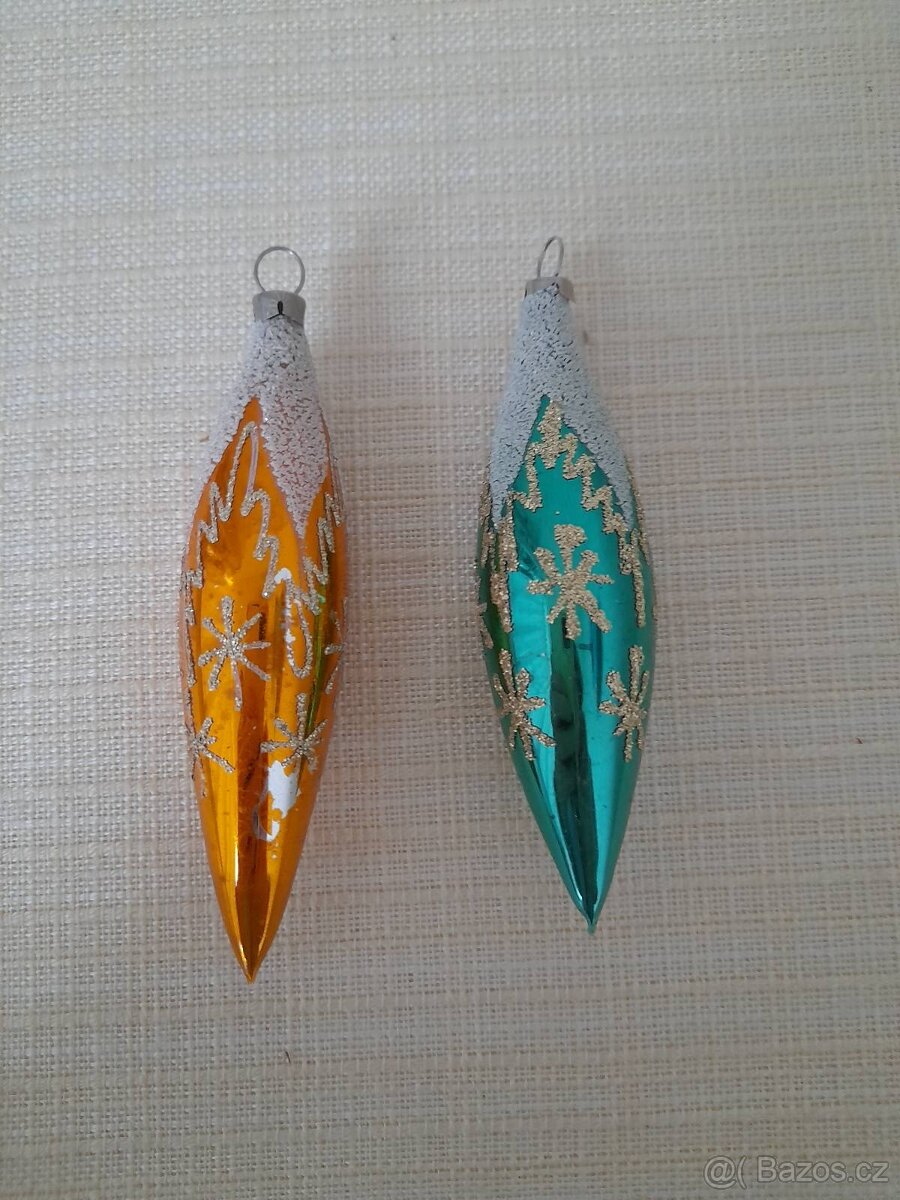 Sada 6 retro vintage barevných vánočních ozdob - 2