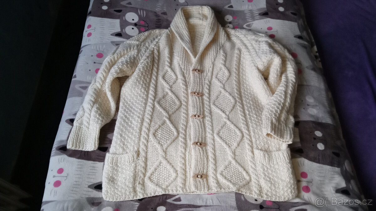 Svetr vlněný ručně pletený (retro) - TOP stav - 2