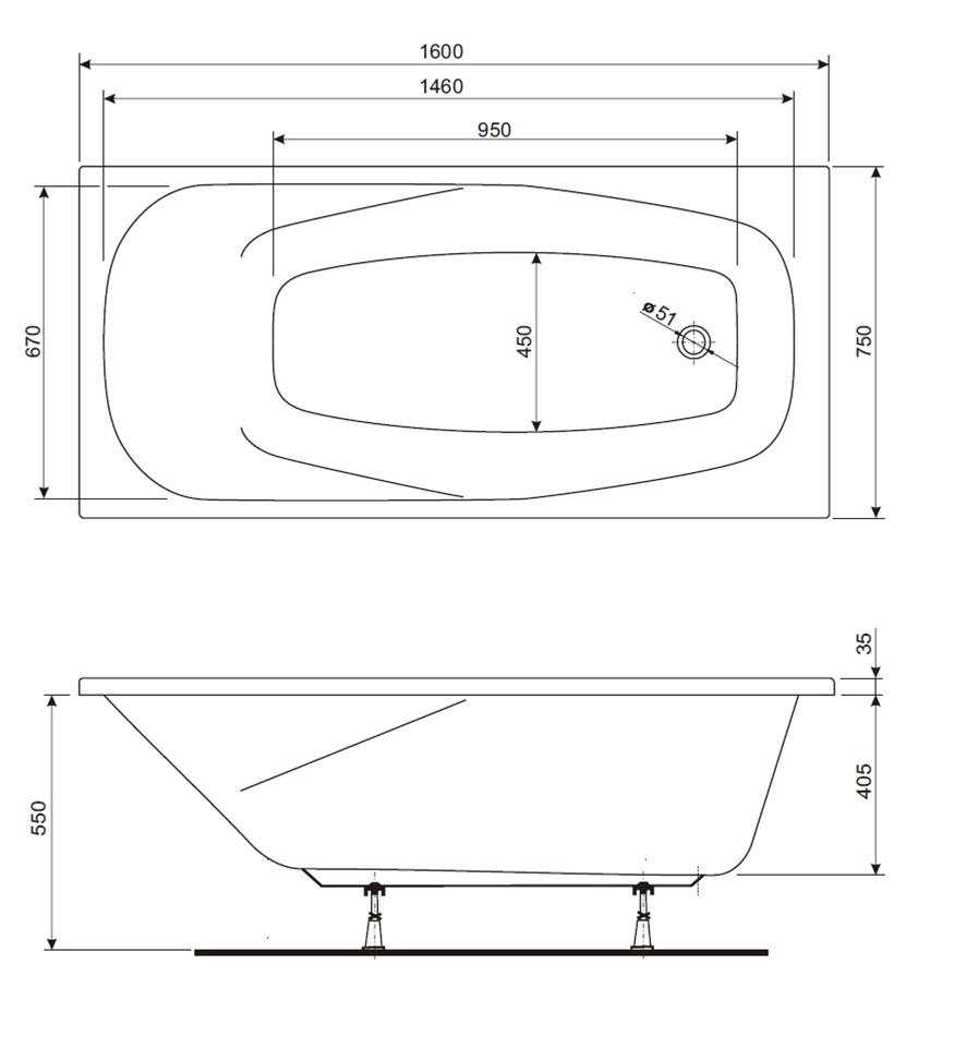 Hydromasážní vana Adéla 160/75 cm - 2