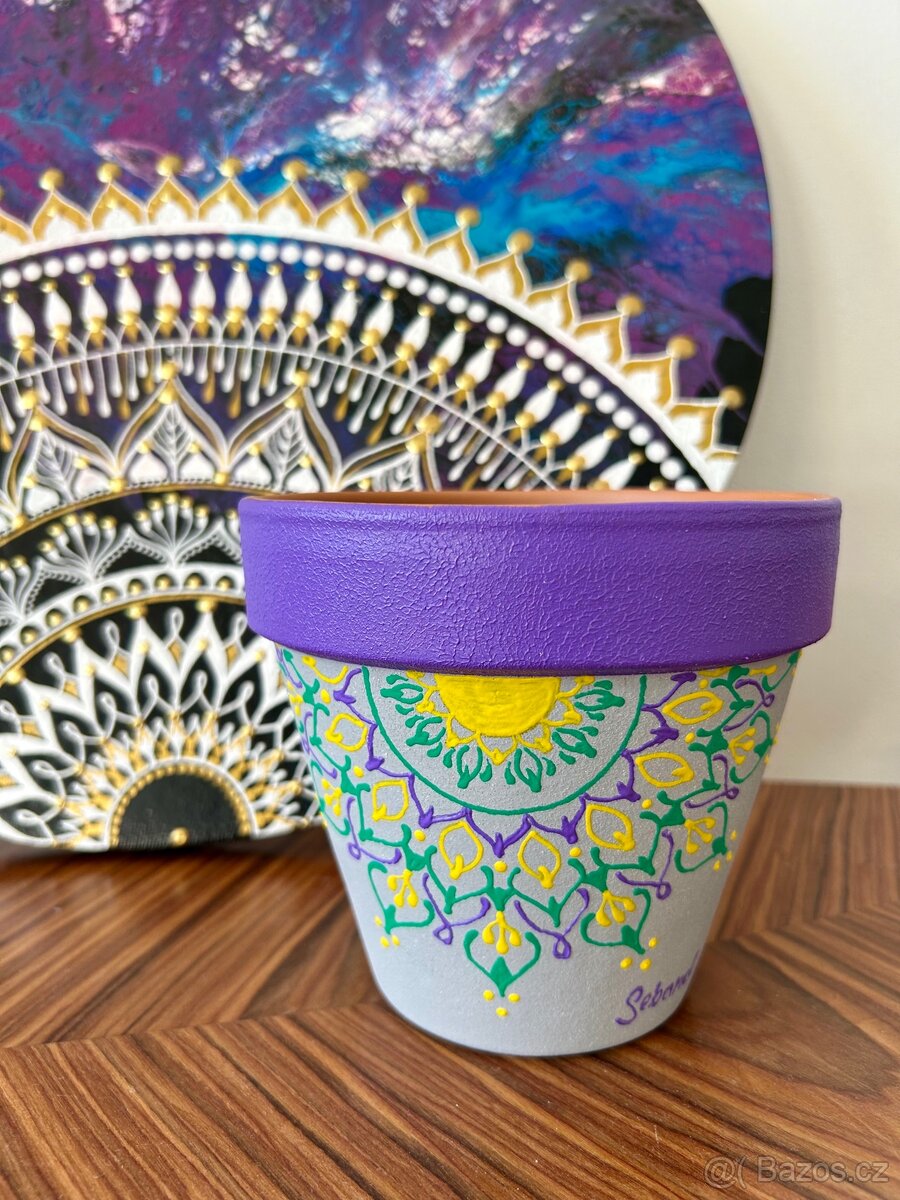 Ručně malovaný květináč - 2