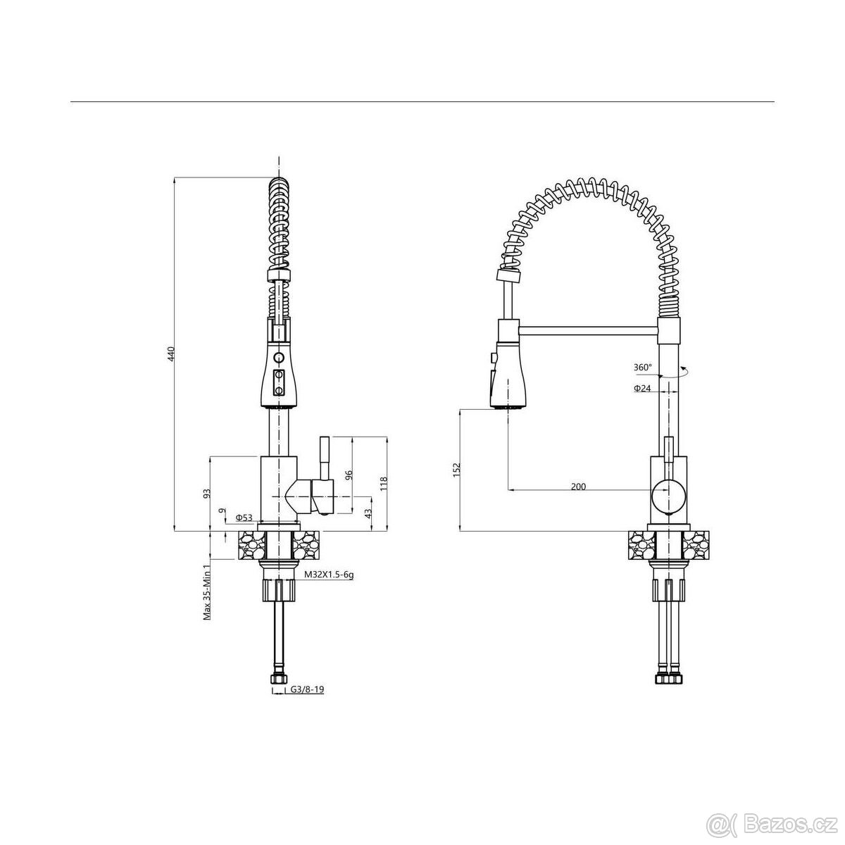 Dřezová baterie černá se sprškou - 2