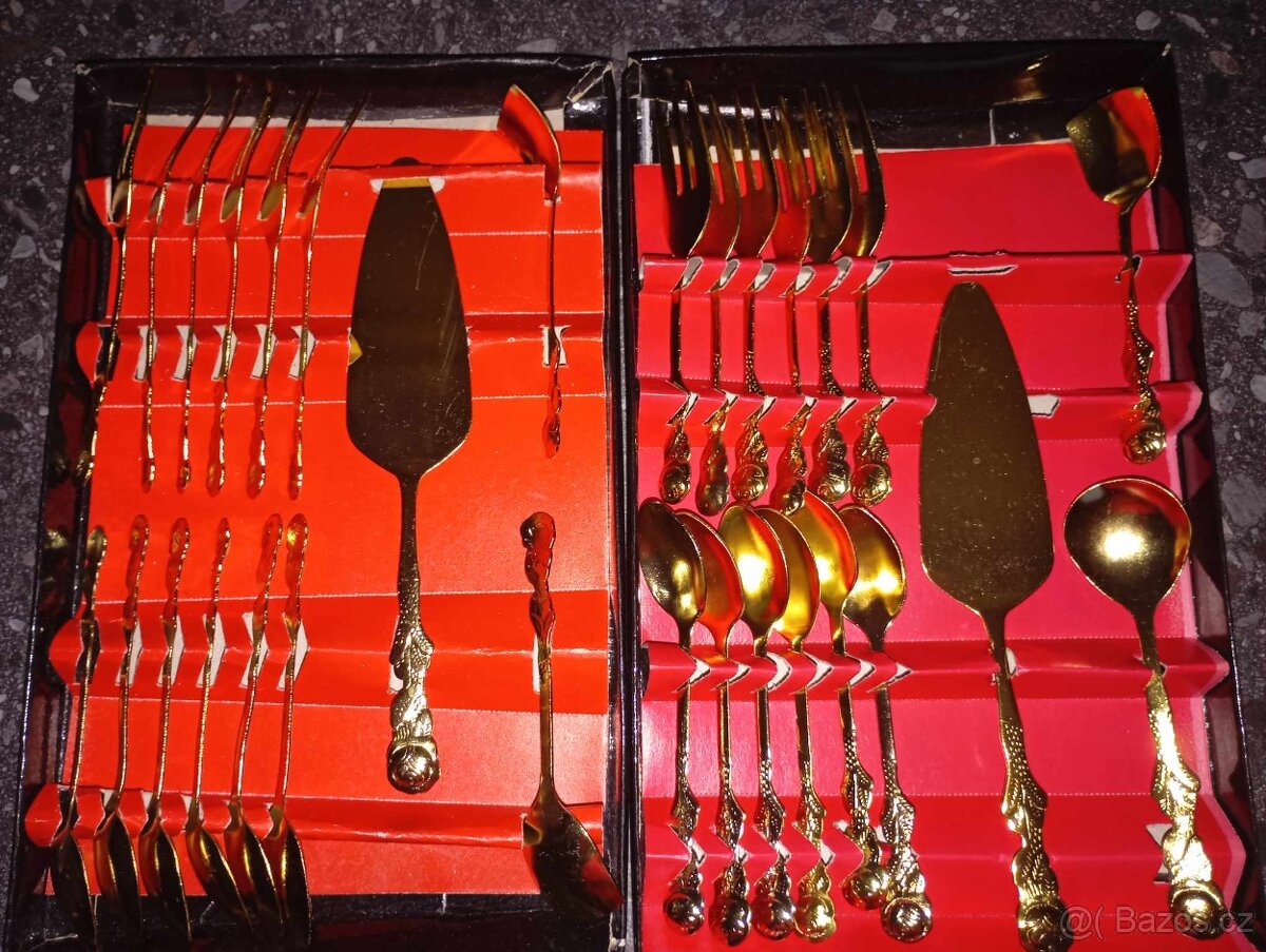 Sada příborů Kaffeebesteck 15-TLG Vergoldet 2x - 2