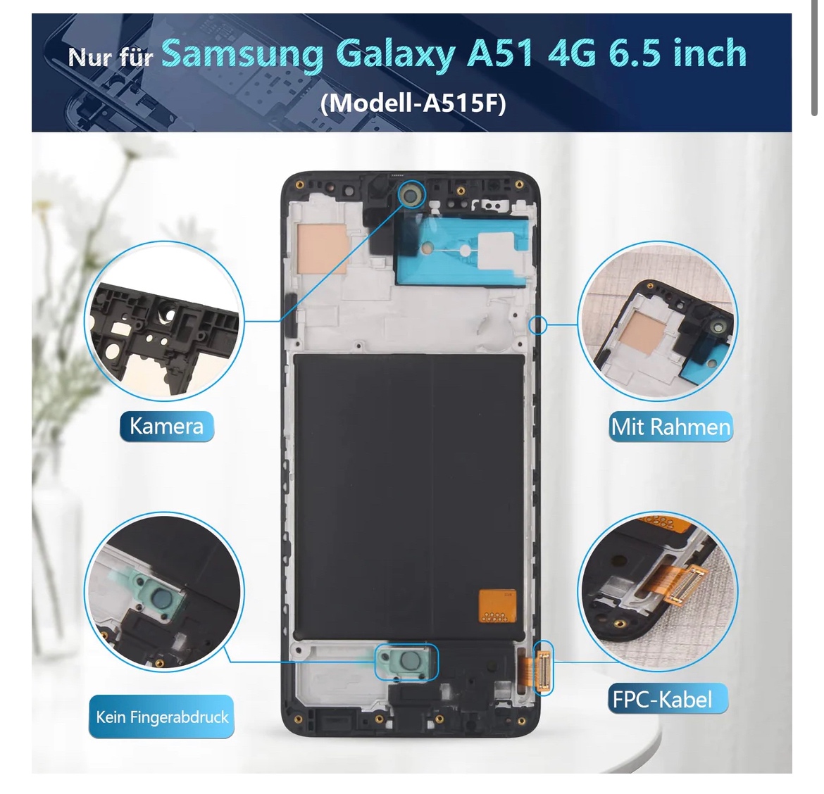 Samsung Galaxy A51 A515F - LCD Displej + Dotykové Sklo + Rám - 2
