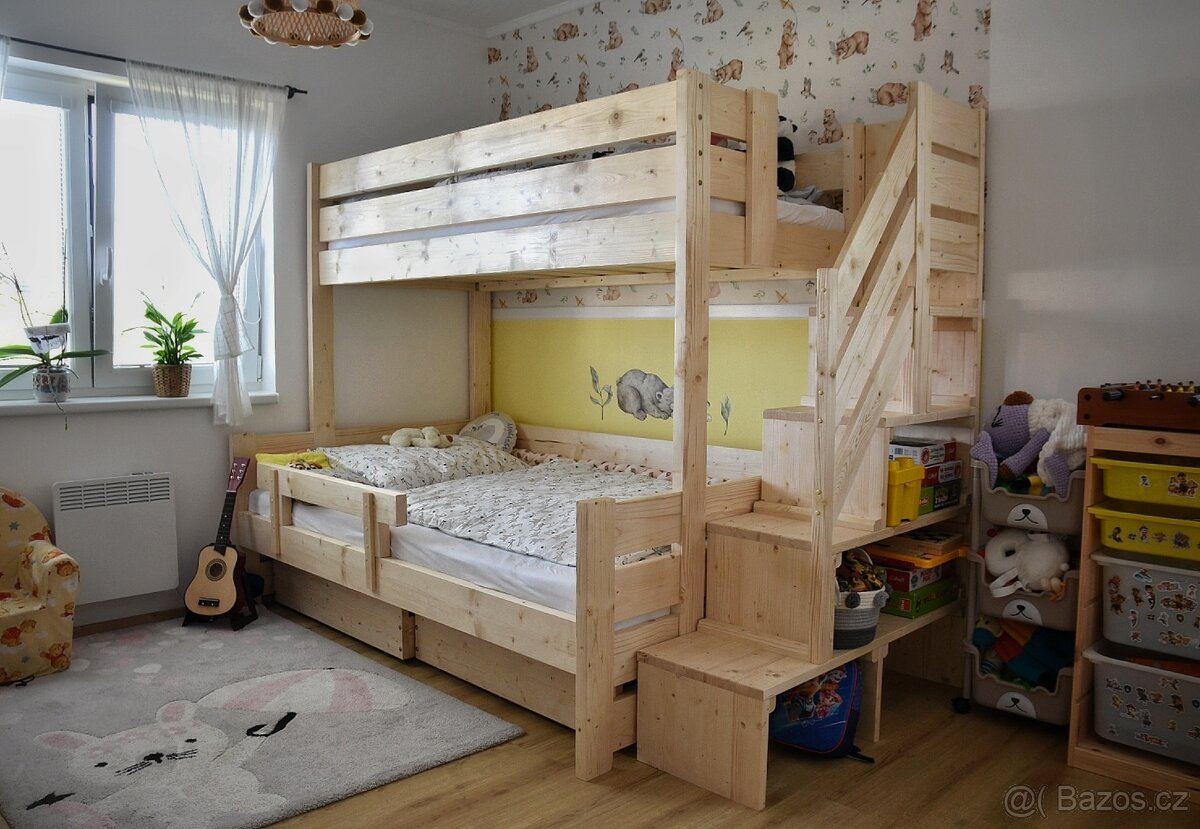 Patrová postel s bočními schody tloušťky 4cm - 2