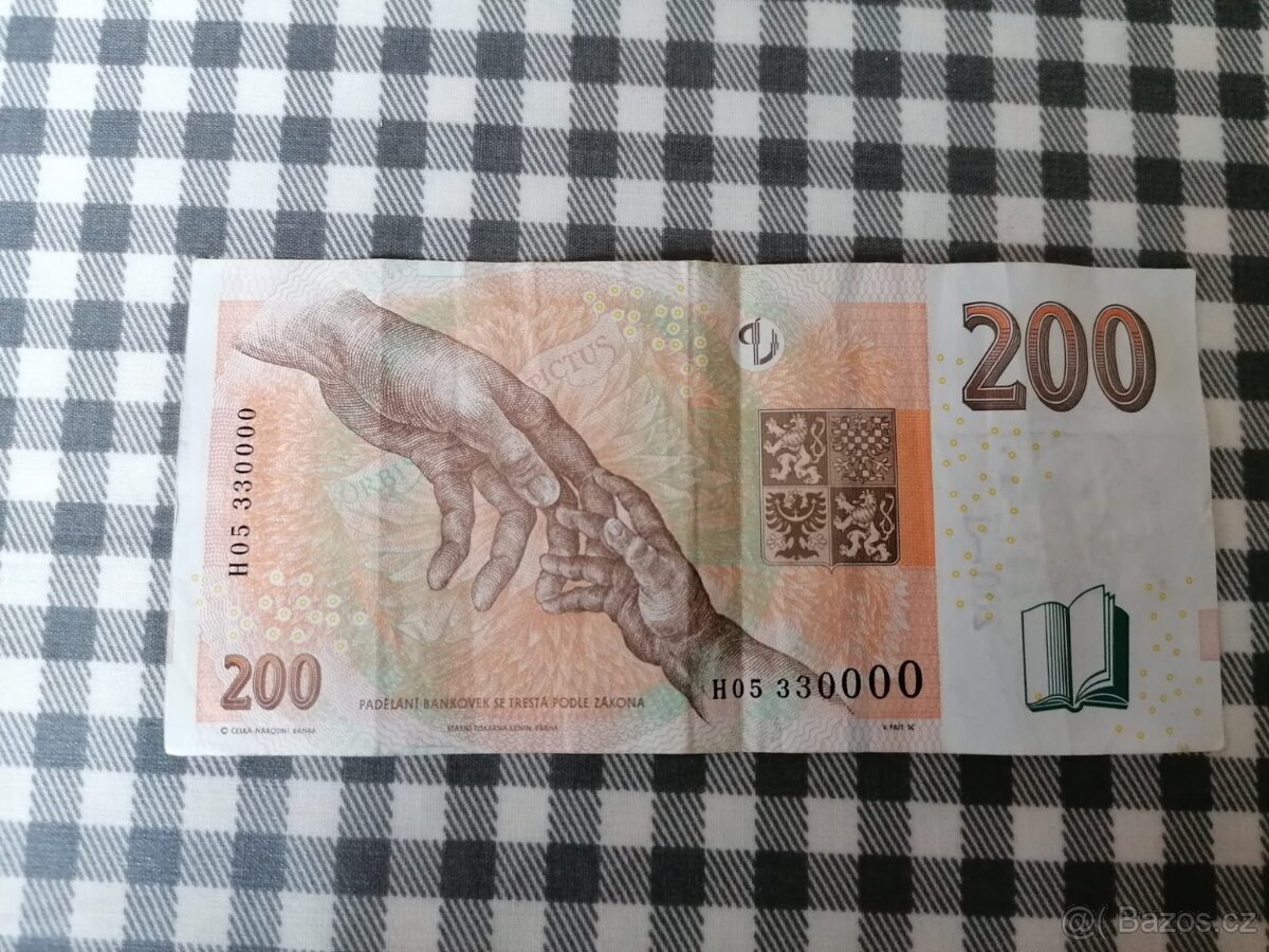 VZÁCNÁ 200 KORUNA 2018 SÉRIE H05 330000 - 2