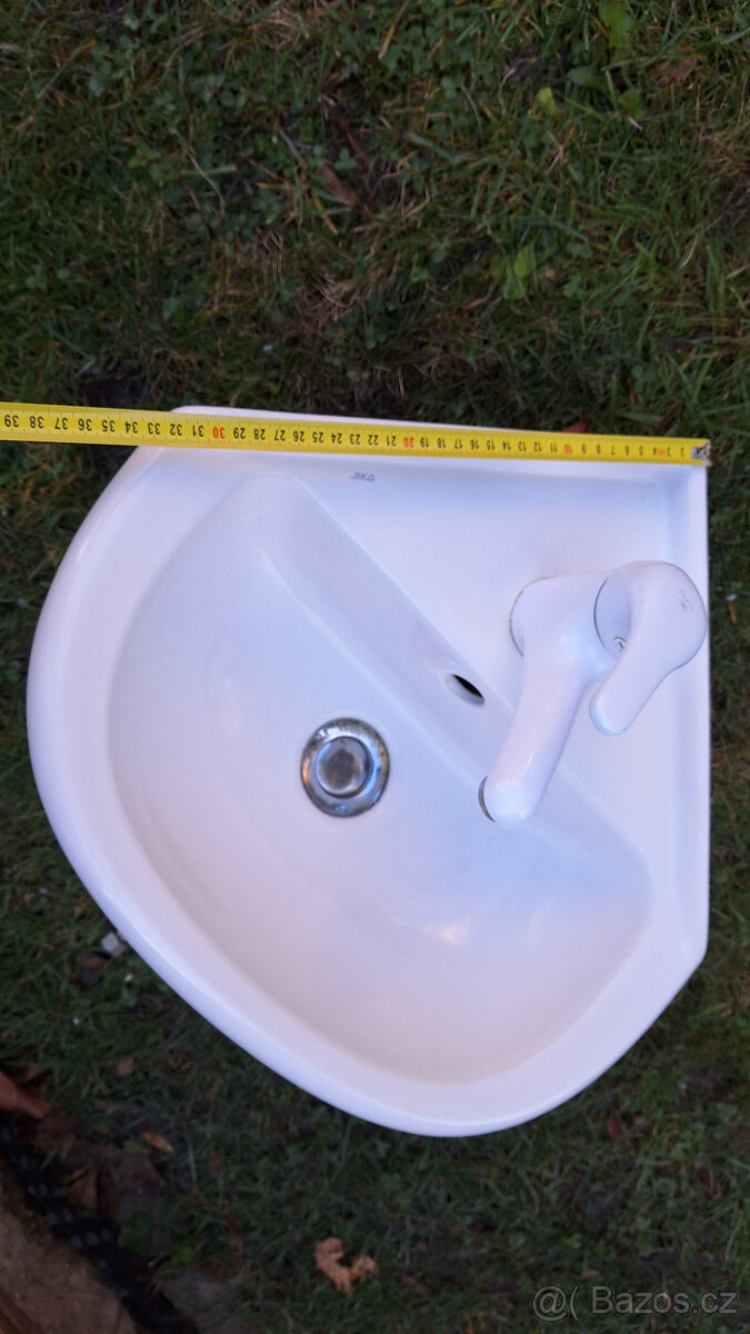 Rohové umyvadlo Jika s baterií a výpusí atd - 2
